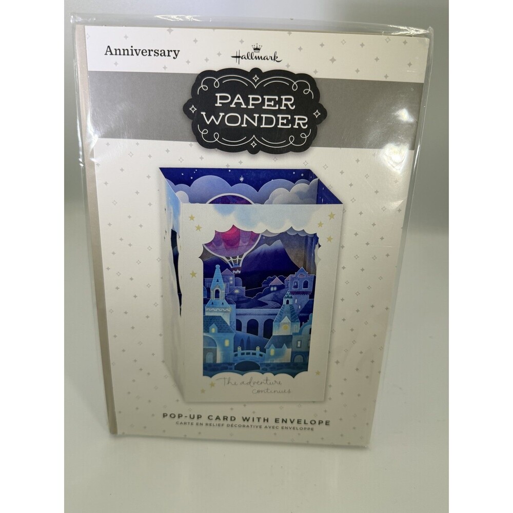 Hallmark Paper Wonder Pop-Up Anniversary Card Castle Hot Air Balloon Night Sky